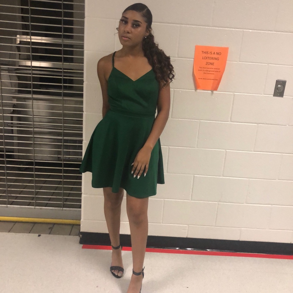 Green skater dress